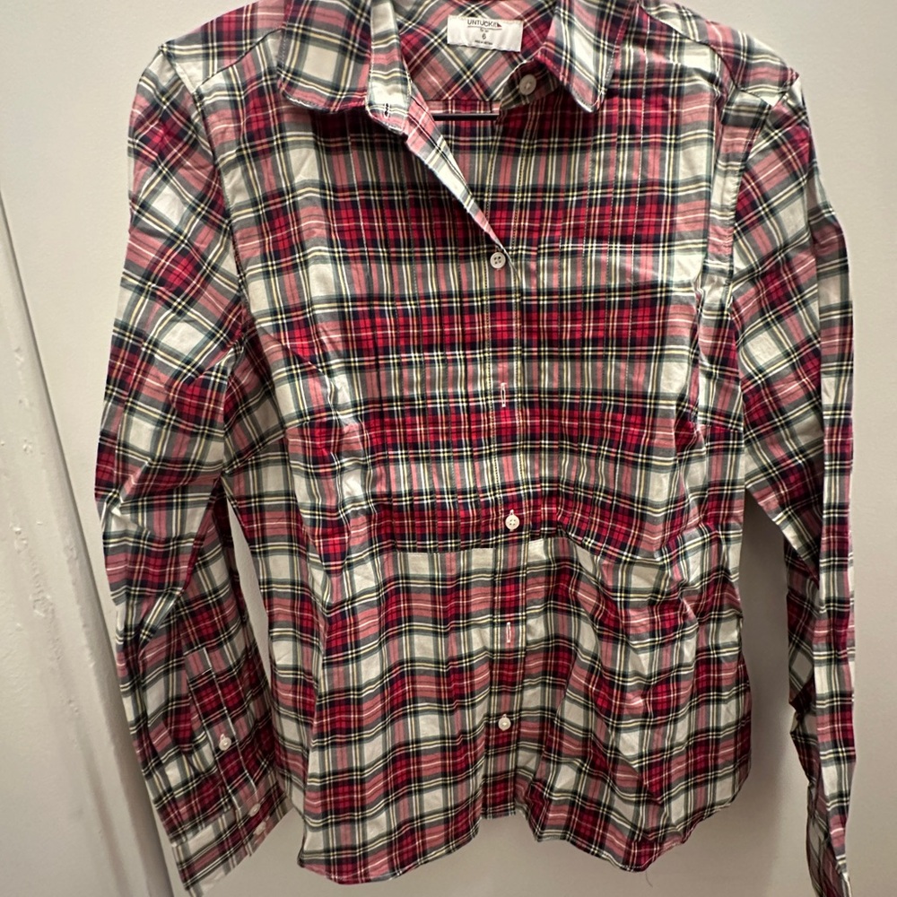 Untuckit Belinda Tuxedo Shirt - Red and White Plaid